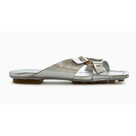 ULLA JOHNSON Anya Slide Shoes in Silver NWB Size 41 - Picture 2 of 9